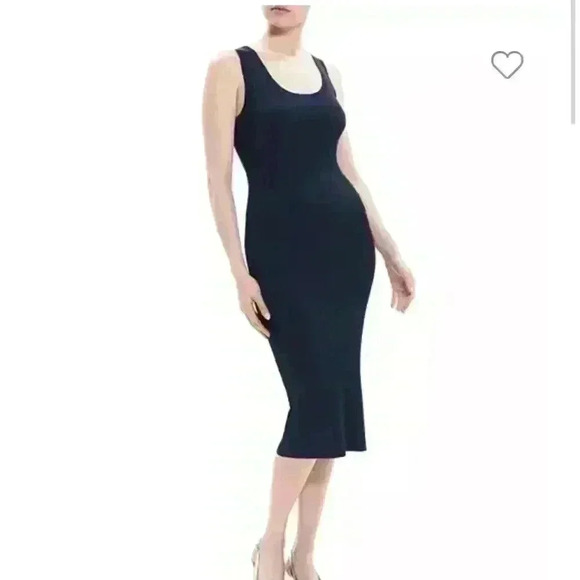 NWT THEORY Racer Tank Dress Deep Navy Compact Rib M0129624 Sz L - Picture 4 of 5